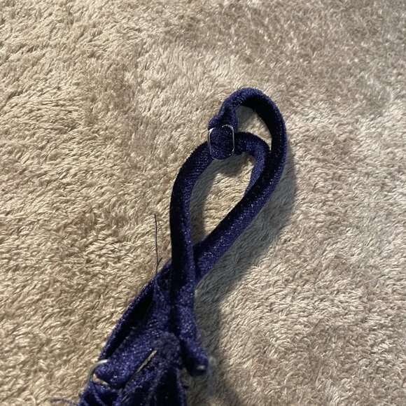 Lulus Dress Womens Small Velvet Velour Navy Blue Lace Babydoll Knee Romantic - Picture 8 of 8